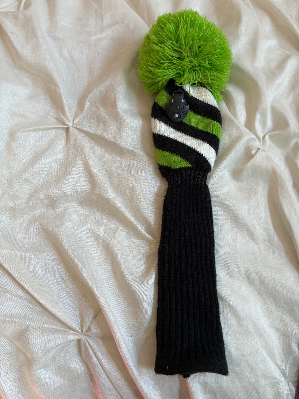 JG Black/White/Green Knit Wood/Hybrid Golf Club Head Cover